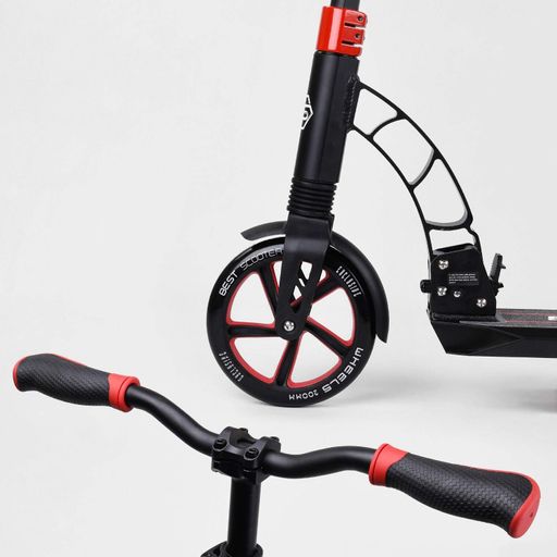 Самокат двоколісний Best Scooter з PU колесами та 2 амортизаторами Black/Red (100072) (2094912)