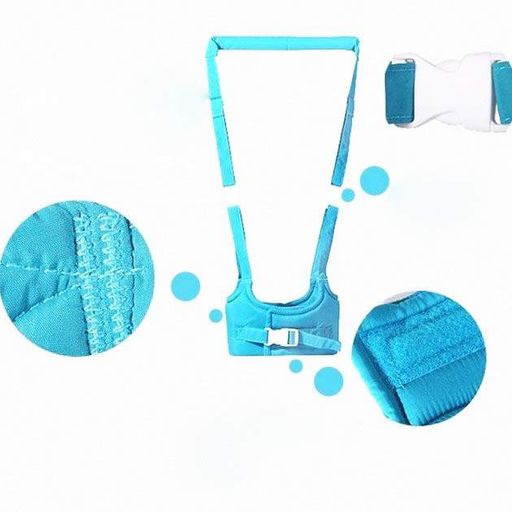Набір дитячі віжки-ходунки Walking Assistant Moby Baby Блакитний та Слюнявчик на кнопці Білий (vol-1056) (2095050)