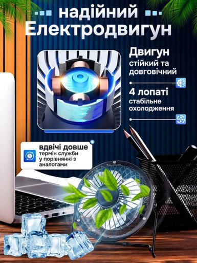 Настольный мини вентилятор от USB Mini Fan металлический корпус с регулировкой угла наклона (2096704)