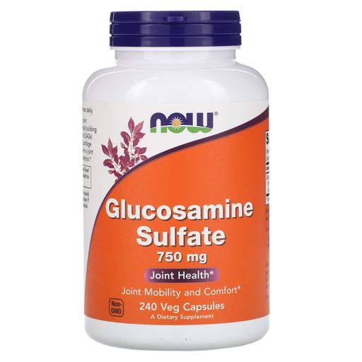 Глюкозамін сульфат, Glucosamine Sulfate, 750 мг, 240 рослинних капсул Now Foods vit0002279 (2096712)