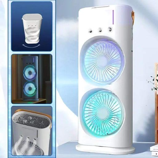 Вентилятор настільний подвійний з охолодженням Double-ended Spray Fan LED-підсвічування 3 швидкості, розпилювач водяного туману HAIR Curlinglron (2096841)