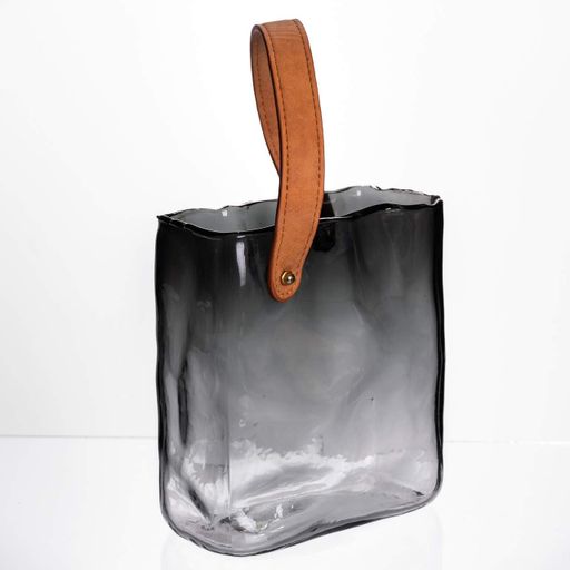Скляна ваза сумочка з ручкою 16×8×18.5 (см) декоративна Сірий HP-19-156-2 Yiwu (2097021)