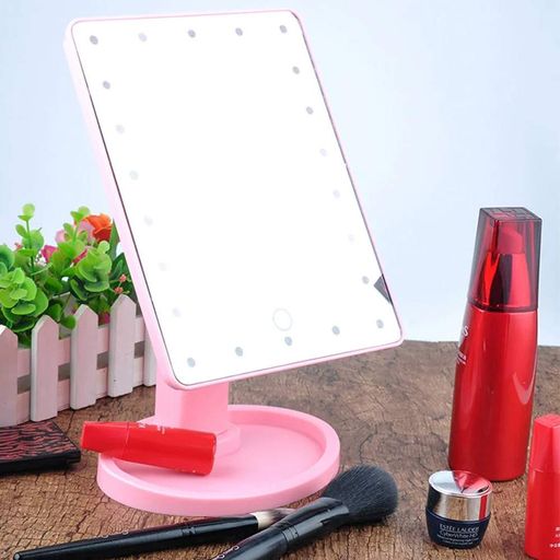 Косметичне дзеркало з LED підсвічуванням (22x17 см) NJ-230, Рожеве (2097292)