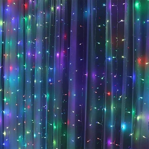 Гірлянда штора від мережі (2,5 х1, 5 м) 240 LED прозорий шнур, Різнокольорова (2097316)