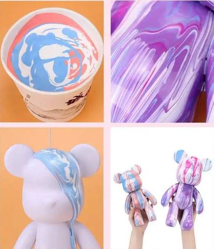Набір для творчості No Brand Fluid Bear DIY Bearbrick Флюїдний Ведмедик із фарбами 23 см Різнокольоровий (2104618542) (2097779)