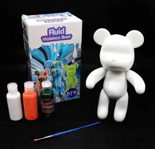 Набір для творчості No Brand Fluid Bear DIY Bearbrick Флюїдний Ведмедик із фарбами 23 см Різнокольоровий (2104618542) (2097779)