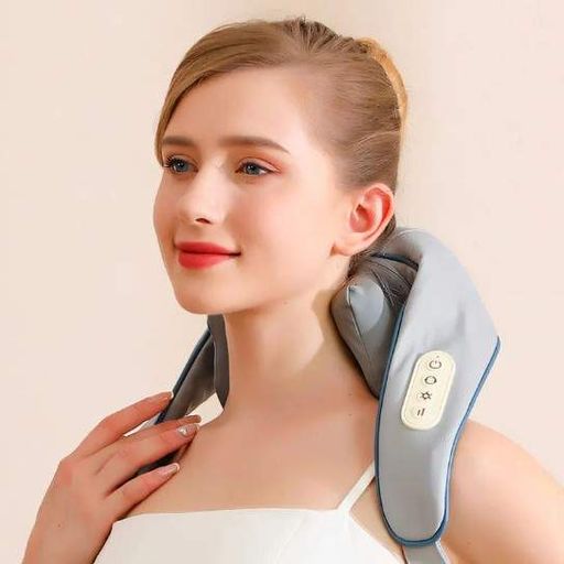 Масажер ударний для шиї та плечей No Brand Neck massager з ІЧ-підігрівом електричний на акумуляторі Сірий (2104618544) (2097780)