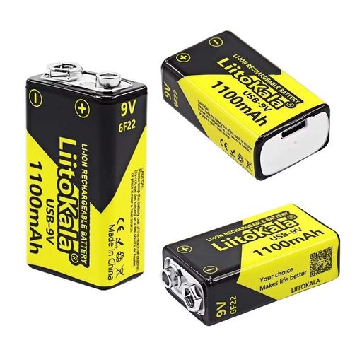 Акумулятор Крона LiitoKala 1100mAh 9V USB Чорно-жовтий (2255662507) (2098120)