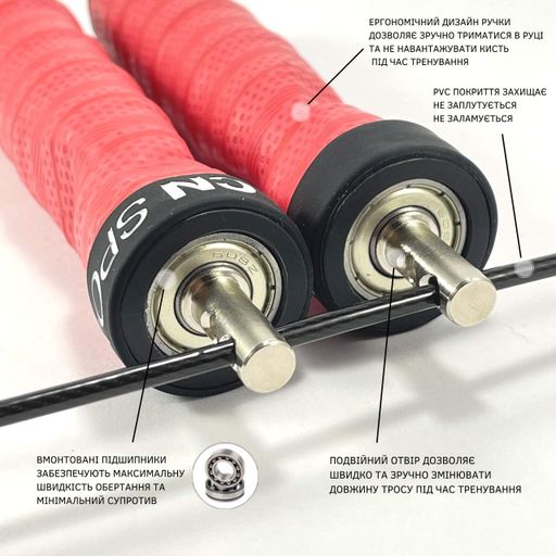 Скакалка швидкісна для кросфіту UP & FORWARD Speed Rope PRO+ 3 м Червоний (1494610014) (2098432)
