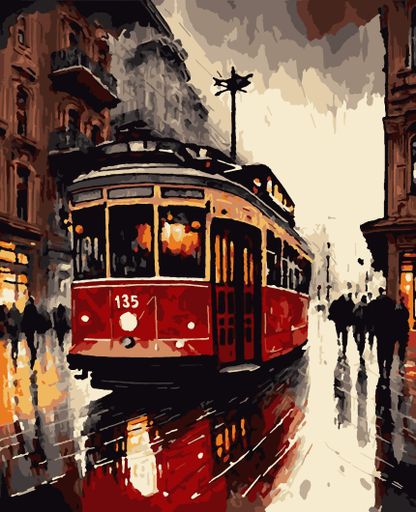 Картина за номерами Artissimo Осінній трамвай PN8137 40х50см (2098460)
