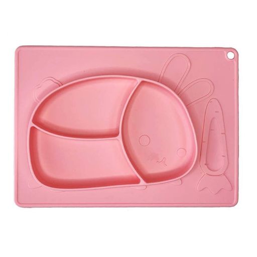 Силіконова тарілка-килимок "Зайчик" MGZ-0119(Coral) 19х27 см Megazayka (2098623)