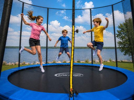 Батут King Sport 435 см 14FT с защитной сеткой и лестницей, большой садовый батут до 150 кг (2098875)