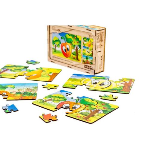 Дитячий дерев'яний пазл Фрукти 4 в 1 Puz-84681, 80 елементів PuzzleOK (2099109)