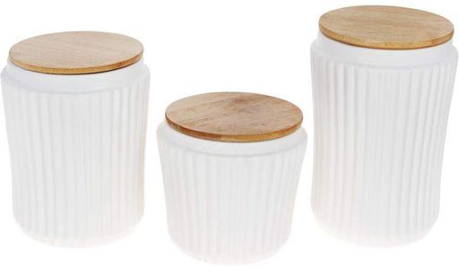 Банка Ceram-Bamboo для сипучих продуктів 730мл, біла матова кераміка з бамбуковою кришкою Bona (2099818)
