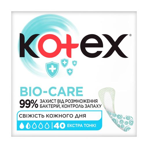 Упаковка ежедневных гигиенических прокладок Kotex Bio-Care Liners Extra Thin Экстра тонкие, 40 шт * 2 шт