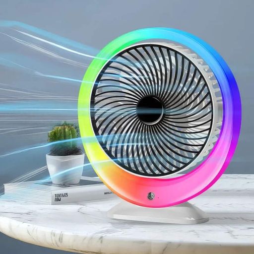 Настільний вентилятор з LED підсвічуванням, USB-заряджання / Портативний вентилятор-зволожувач повітря 3 швидкості, 1200 мАг Yasam (2100906)
