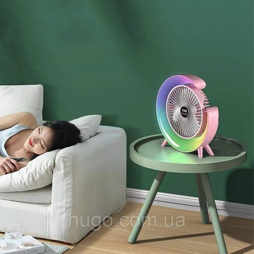 Вентилятор настільний із підсвіткою RGB, від USB, Рожевий (2101194)