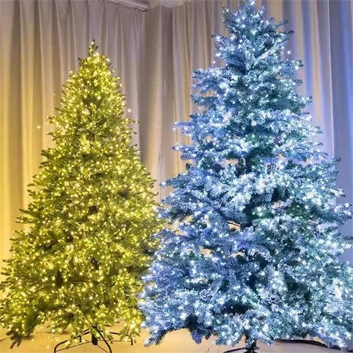 Гірлянда від мережі, Мішура, 30м, + пульт, зелений провід, XMAS, Холодний білий (2101199)