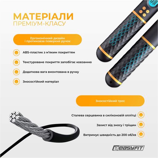 Умная скакалка EasyFit SmartRope 3 м с утяжелителем (беспроводная) (2104512)