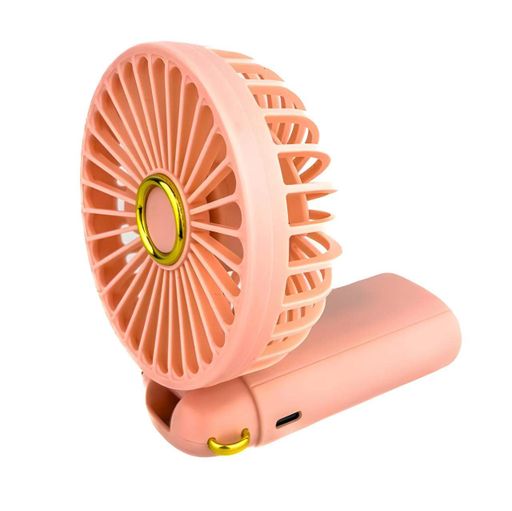 Детский портативный USB-вентилятор Mini Fan с подставкой для телефона пудровый (677-58A) (2105336)
