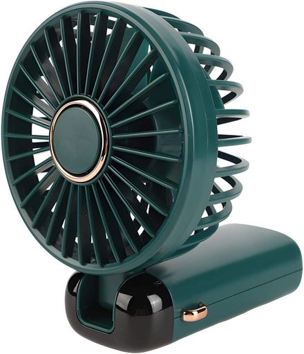 Портативний USB-вентилятор Mini Fan із підставкою для телефона та дисплеєм зелений (979) (2105337)