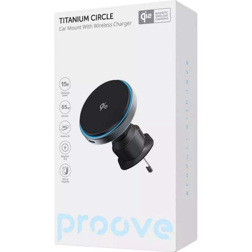 Автодержатель с беспроводной зарядкой Proove Titanium Circle Qi2 15W Gray (WHTC15010003) [167449] (2105359)