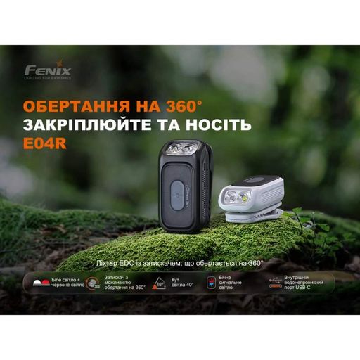 Ліхтар з кліпсою Fenix E04r, чорний (2106116)