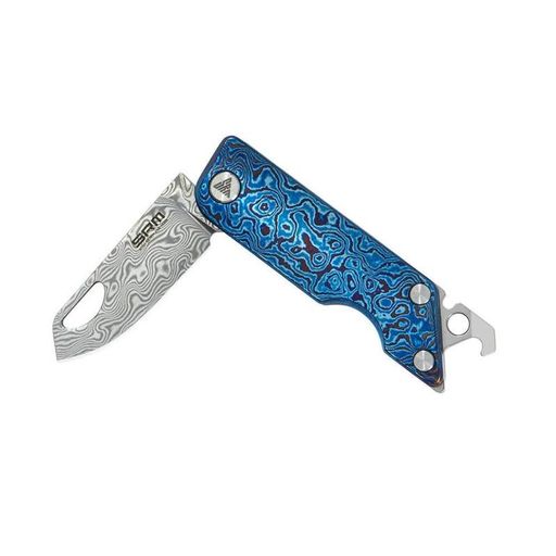Ніж складаний кишеньковий Srm 6435, (4.1 см) Damascus / Titanium блакитний (2106142)