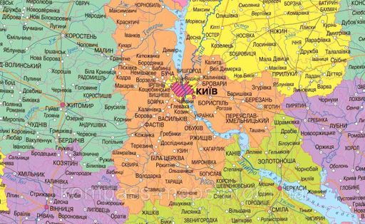 Карта Украины Административный подол 65x45 см М 1:2 350 000 картонная (4820114951366) (2106203)