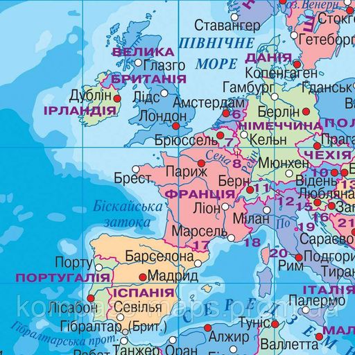 Карта світу політична 65x45 см М 1:48 500 000 папір (2106233)