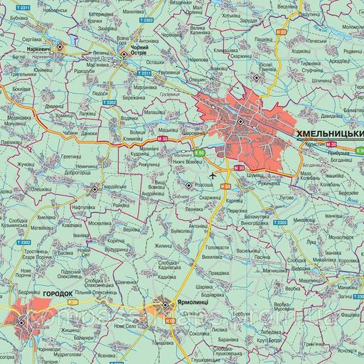 Карта Хмельницкой области административно-территориальное устройство 100х130 см М 1:200 000 ламинированная бумага (2106235)
