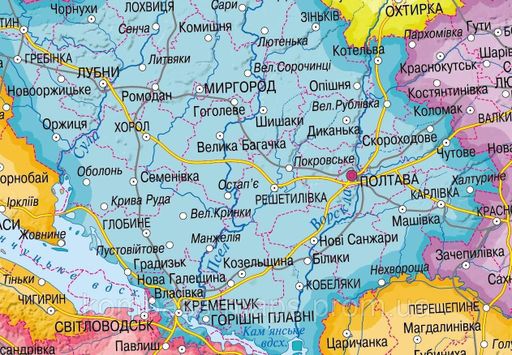 Иллюстрированная административная карта Украины 65x45 см М1:2 200 000 Ламинированный картон (4820114951427) (2106273)