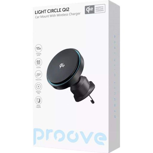 Автотримач із бездротовою зарядкою Proove Light Circle Qi2 15W Black (WHLC15010002) [167446] (2106484)