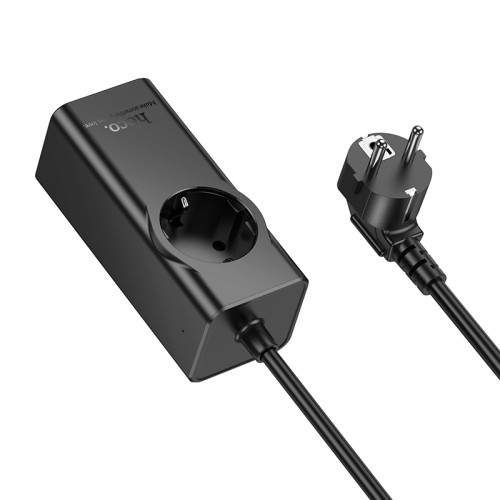 Мережевий подовжувач HOCO NS9 Wisdom 1-position(PD67W/3C1A) desktop socket(EU/GER) Чорний (2107036)