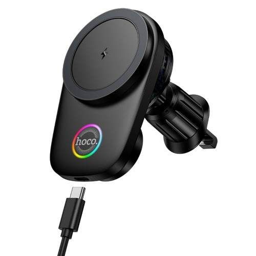 Бездротовий АЗП Hoco HW36 electric rotating magnetic wireless fast charging car holder Black (2107197)