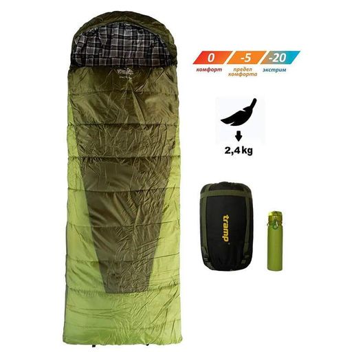 Спальный мешок Tramp Sherwood Long правый Dark-Olive/Grey 230/100 см (UTRS-054L-R) (2107631)