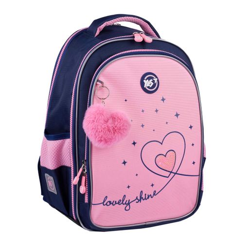 Рюкзак шкільний YES S-111 Bright Hearts 38х29х18 см Рожево-синій (550105) (2109193)