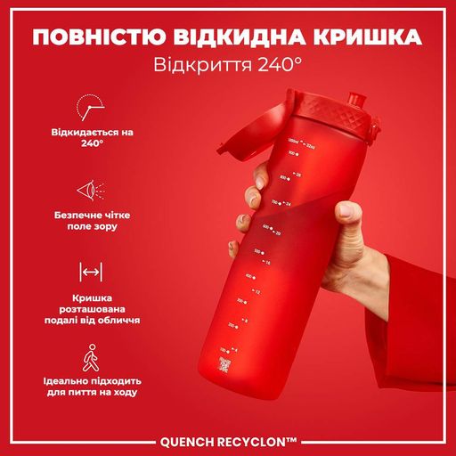 Пляшка для води ION8 BPA Free 1 л Red (I8RF1000RED) (2109369)