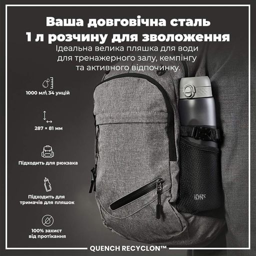 Пляшка для води ION8 BPA Free 1 л Grey (I8RF1000GRY) (2110055)