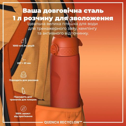 Пляшка для води ION8 BPA Free 1 л Hearty Orange (I8RF1000HORG) (2110063)