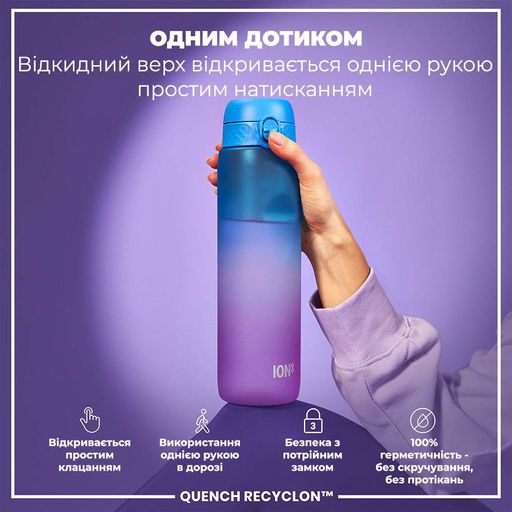 Пляшка для води ION8 BPA Free Times To Drink 1 л Blue Pink (I8RF1000PBPMOT) (2110065)