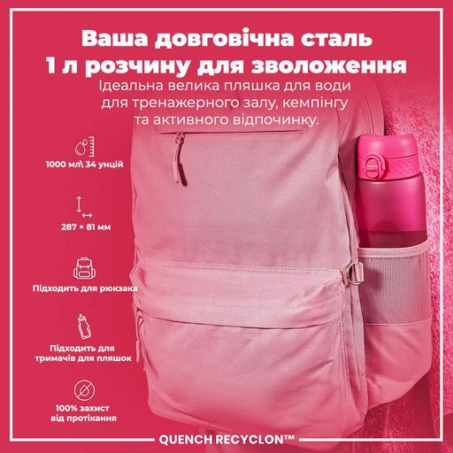 Пляшка для води ION8 BPA Free 1 л Pink (I8RF1000PIN) (2110066)