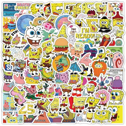 Стікерпак Губка Боб Набір наклейок GeekLand SpongeBob 100 штук (2113776)