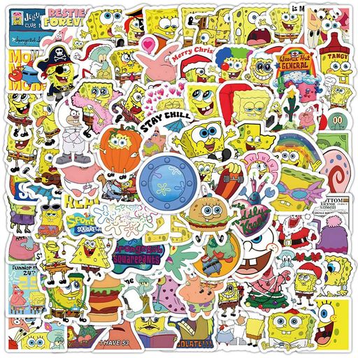 Стікерпак Губка Боб Набір наклейок GeekLand SpongeBob 100 штук (2113776)
