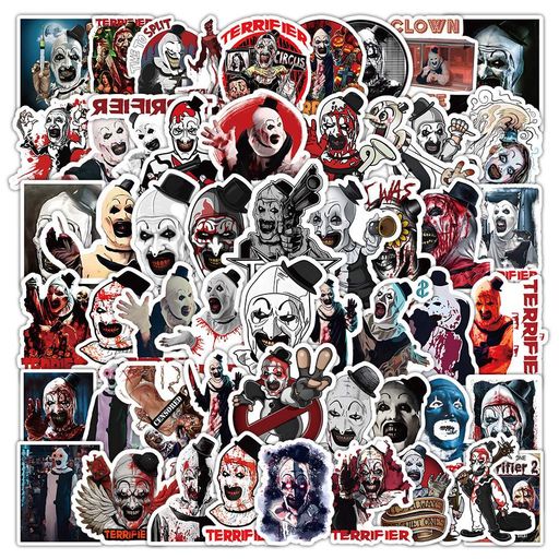 Стікерпак Хоррор Клоун Арт Набір наклейок GeekLand Horror Art the Clown 50 штук (2114234)
