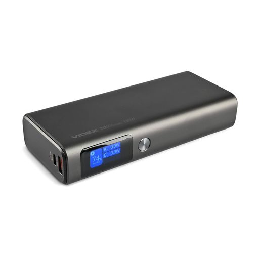 Повербанк VIDEX 20000mAh 130W чорний з дисплеєм для швидкої зарядки гаджетів (2116249)