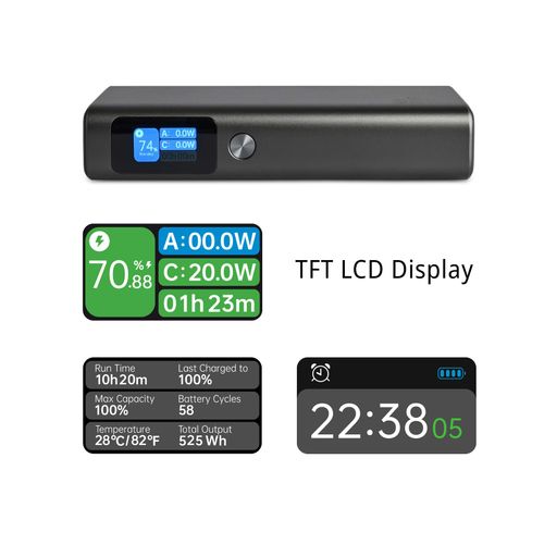 Повербанк VIDEX 20000mAh 130W чорний з дисплеєм для швидкої зарядки гаджетів (2116249)