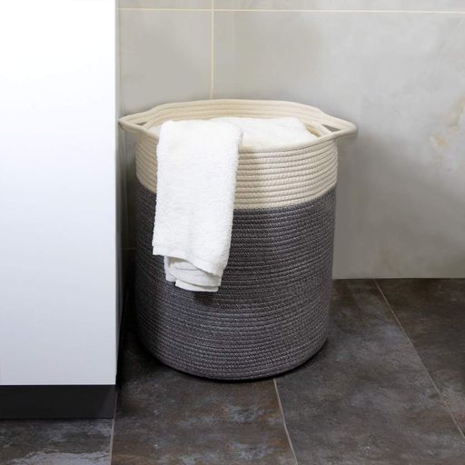 Кошик для зберігання MVM TH-15 з ручками Сіро-білий (TH-15 GRAY/WHITE) (2117192)