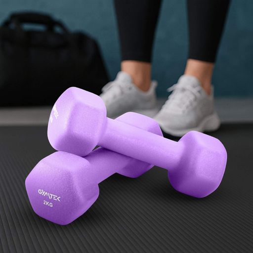 Гантелі для фітнесу неопренові Gymtek Hex 2х2кг бузковий (2117296)