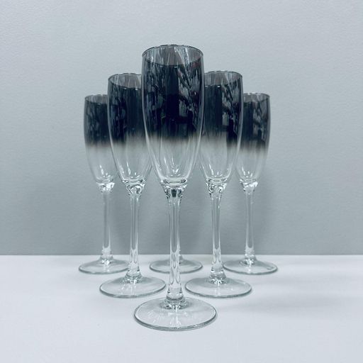 Набір келихів для шампанського Luminarc Delice Mist J9399/4 160 мл 6 шт Чорно-прозорий (23553) (2118810)